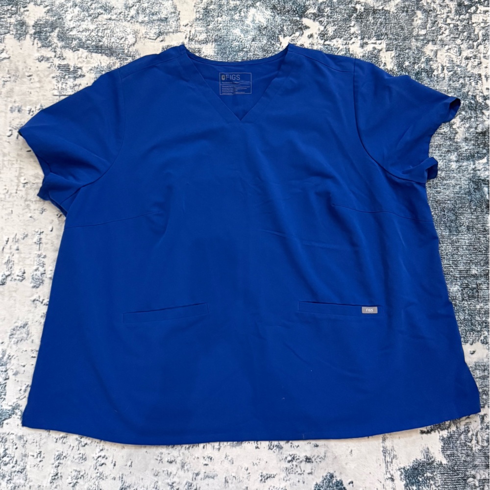 FIGS Women's V-Neck Scrub Top in Royal Blue